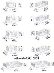 1/5/6/10/11套透明亚克力化妆品收纳盒，抽屉/桌面化妆品收纳盒，多功能化妆品小物品收纳盒，用于化妆品、珠宝和小物品，适用于厨房、卧室、浴室和办公室，也可用于家居装饰、节日装饰、新年装饰、节日礼盒、情人节礼物，适合送给女朋友的礼物。 - 水波紋透明 - 查看 9
