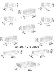 1/5/6/10/11套透明亚克力化妆品收纳盒，抽屉/桌面化妆品收纳盒，多功能化妆品小物品收纳盒，用于化妆品、珠宝和小物品，适用于厨房、卧室、浴室和办公室，也可用于家居装饰、节日装饰、新年装饰、节日礼盒、情人节礼物，适合送给女朋友的礼物。 - 水波紋透明 - 查看 14
