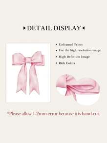 3 Pieces Pink Bows Wall Decor Cream Style Decorative Painting Aesthetic Canvas Hanging Picture Nordic Print Picture Girls Bedroom Apartment Living Room Birthday Present Decor No Frame Gifts Graduation