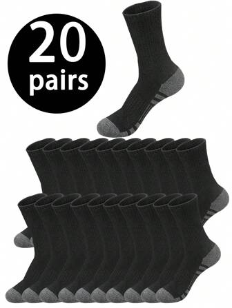 1/5/10/20 Pares de calcetines tipo tripulación para hombres, con alta elasticidad, suaves, transpirables y cómodos, aptos para uso diario tanto para hombres como para mujeres, calcetines de estilo neutro sencillos y cómodos