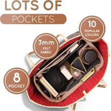 1个多功能大容量收纳袋，毛毡内衬，毛毡小袋，毛毡化妆包，毛毡钱包，洗漱包，旅行收纳包 - 咖啡棕 - 查看 4