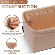 1个多功能大容量收纳袋，毛毡内衬，毛毡小袋，毛毡化妆包，毛毡钱包，洗漱包，旅行收纳包 - 咖啡棕 - 查看 6