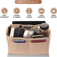 1个多功能大容量收纳袋，毛毡内衬，毛毡小袋，毛毡化妆包，毛毡钱包，洗漱包，旅行收纳包 - 咖啡棕 - 查看 7