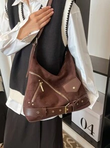 1 件 BEIKAMU 秋冬绒面革手提包，大容量斜挎包，休闲轻盈哑光质感，通勤必备 - 咖啡棕 - 查看 8