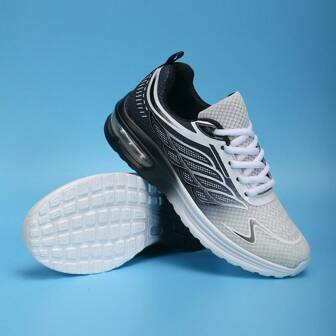 New Casual Sports Dancewear Comfortable Lightweight Slip-On Versatile Gradient Color Knitted Breathable Thick-Sole Air Cushion Anti-Slip Platform Shoes, Plus Size Suitable For Border-Crossing Women