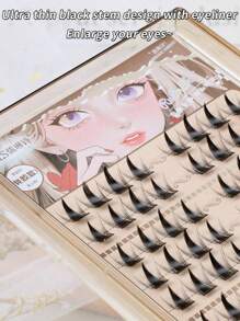 80 pièces Faux cils en poils de vison artificiel faits à la main, style L, 0,07 mm, 11-14 mm, réutilisables sans colle - Maillard - Boucle épaisse, bouclée, fine, aspect naturel pour tous les jours, noir, convient aux débutants pour un usage quotidien