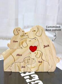 Tên thành viên gia đình tùy chỉnh bằng gỗ, Câu đố chó bằng gỗ, Quà tặng Ngày của Cha cho buổi họp mặt gia đình, Quà tặng tình yêu, Trang trí nhà cửa, Trang trí bàn ăn, Quà tặng cá nhân, Đồ trang trí máy tính để bàn, Trang trí tiệc ngày lễ - Màu gỗ - Xem 2