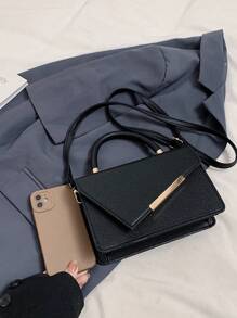 1 chiếc túi xách thời trang tối giản dành cho phụ nữ, phù hợp cho việc đi làm, đi làm hàng ngày và đi làm bình thường - màu đen - Xem 11