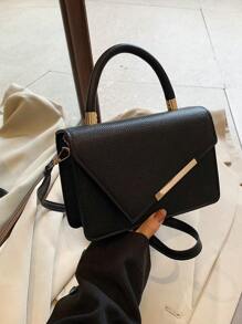 1 chiếc túi xách thời trang tối giản dành cho phụ nữ, phù hợp cho việc đi làm, đi làm hàng ngày và đi làm bình thường - màu đen - Xem 7