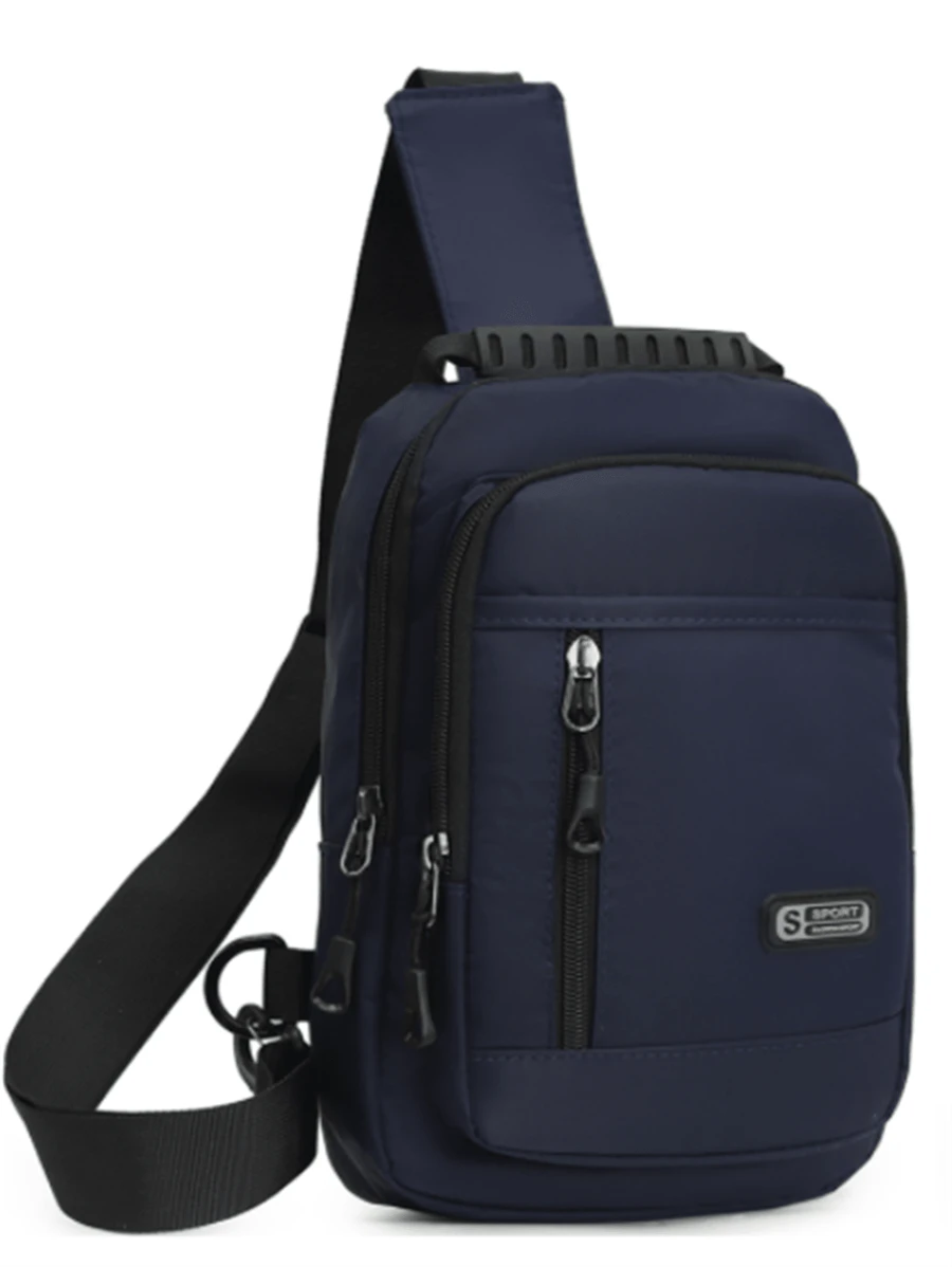 Men's Chest Bag Multifunctional Small Casual Nylon Backpack With Hand Strap And USB Charging Port - 藍色的 - 查看 1
