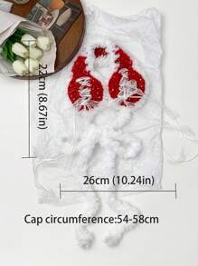 1个Y2K风格蕾丝蝴蝶结流苏针织渐变色耳罩，手工舒适蓬松耳套，适合冬季，学生白色耳罩 - 彩色 - 查看 3