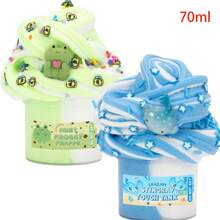 50g/200g Frog Whale Thema Charms DIY Butter Schleim Set - Zweifarbiger flauschiger, super dehnbarer Schleim Knete für Kinder, ideales Weihnachtsgeschenk, Party-Gastgeschenk, sensorische quetschbare Spielsachen für Jungen und Mädchen