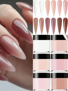 6色亚克力粉套装，裸粉色白色高光泽亚克力粉套装，美甲DIY艺术设计，6色亚克力美甲3D雕塑法式美甲延长及美甲雕刻，专业聚合物3D亚克力美甲套装，女士女孩礼物，持久易用