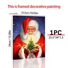 1 件帆布藝術印刷品,聖誕老人海報,藝術品壁畫,客廳家居牆壁裝飾,無框,節日禮物