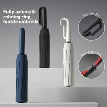 1pc Automatic Folding Umbrella With Buckle, Convenient To Carry. Larger, Thicker, Stronger. Suitable For Men & Women, Portable Windproof & Rainproof, Double-Layer Protection, Various Frame Designs, Snap Or Rotary Handle, Multiple Colors (Due To Different Batches, The Fabric, Frame Color, English Letter Pattern Design, Button Shape And Rib Color Are Randomly Matched. We Apologize For Any Inconvenience Caused) Summer Cooling,Beach,Travel