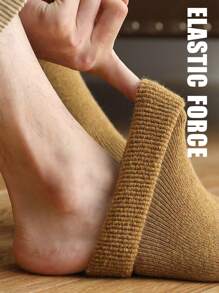 5 Pairs Of Random Colors Fleece-Lined Mid-Calf Socks For Autumn Winter One Size Fits Most Male Women - Multicolor - View 3