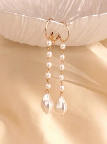 1 Cặp Hoa tai ngọc trai giả thời trang và thanh lịch, Hoa tai tua rua ngọc trai giả, Trang sức tua rua hạt thủ công, Hoa tai dài, Quà tặng cho phụ nữ, Thích hợp cho trang phục hàng ngày/dự tiệc của phụ nữ - Nhiều màu - Xem 1