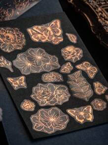 1 Cuộn Băng Keo Giấy Bạc Nổi Phong Cách Cổ Điển, Loạt Biển Sao Hoa, Băng Keo Trang Trí Sổ Lưu Niệm Hoa - Nhiều màu - Xem 3