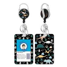 1 套（伸缩卷轴 + ID 徽章夹）恐龙设计 ID 徽章夹，带伸缩卷轴，可爱姓名标签挂绳，适合护士、医生、教师、学生 - 理想礼物 - 彩色 - 查看 5