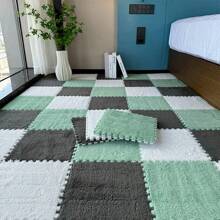 12 tấm thảm trải sàn bằng vải nhung chắp vá màu xám + xanh bạc hà + trắng, kích thước nhỏ 12*12*0,39 inch, thảm, thảm phòng ngủ trải tường, thảm kết hợp dày, thảm trang trí, thảm xốp flannel mềm, thảm phòng trò chơi, đáy EVA và mặt trên bằng vải nỉ mềm mật độ cao, có thể giặt được, tùy chỉnh, dễ kết nối, nhẹ và dễ cất giữ, thích hợp cho phòng ngủ, phòng khách, bệ cửa sổ, phòng học, phòng trò chơi, v.v. - Xám 4+xanh bạc hà 4+trắng 4 (kích thước nhỏ có thể ghép được) - Xem 1
