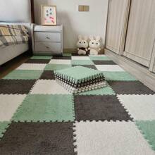 12 tấm thảm trải sàn bằng vải nhung chắp vá màu xám + xanh bạc hà + trắng, kích thước nhỏ 12*12*0,39 inch, thảm, thảm phòng ngủ trải tường, thảm kết hợp dày, thảm trang trí, thảm xốp flannel mềm, thảm phòng trò chơi, đáy EVA và mặt trên bằng vải nỉ mềm mật độ cao, có thể giặt được, tùy chỉnh, dễ kết nối, nhẹ và dễ cất giữ, thích hợp cho phòng ngủ, phòng khách, bệ cửa sổ, phòng học, phòng trò chơi, v.v. - Xám 4+xanh bạc hà 4+trắng 4 (kích thước nhỏ có thể ghép được) - Xem 3