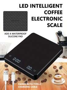 1 件易于使用的咖啡电子秤，具有高精度、LED 显示值、多种计量单位转换功能。咖啡冲泡时间和数量，让您享受咖啡冲泡过程。测量高达 3000G，精确到 0.1G。