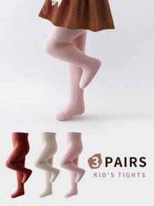 3 双儿童春秋季宝宝幼儿打底袜纯色条纹紧身裤适合女孩、户外/休闲/运动/舞蹈/派对穿着 - 彩色 - 查看 10