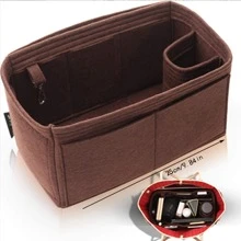 1个多功能大容量收纳袋，毛毡内衬，毛毡小袋，毛毡化妆包，毛毡钱包，洗漱包，旅行收纳包 - 咖啡棕 - 查看 10