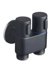 1 pieza Válvula de ángulo con doble salida - Válvula mini ahorradora de espacio de acero inoxidable con rosca universal para bidé, pistola de ducha, control dual, una entrada y dos salidas (Cromo, Negro, Dorado, seleccionable)