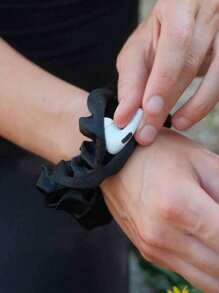 3pcs/1pc Solid Color Casual Street Style Polyester Scrunchies With Zipper Elastic Hair Ties, Multipurpose For Keys, Cash, Earphones, Lipstick, Brushes, Skincare, Phone, Coins, Small Items, For Home, Gift, Holiday & Festival Usescrunchy Hair Ties