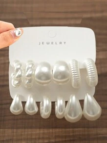 2-6-12-18件/套时尚耳环套装，CCB材质C形环状耳环和水滴耳钉套装，适合女性日常佩戴 - CCB耳飾套裝 - 查看 12