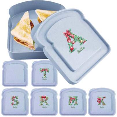 1 Pieza Fiambrera personalizada con nombre para pan/tostada, caja bento, bolsa de almuerzo impermeable con diseño navideño, organizador portátil, durable con tapa y letra personalizada para comidas al aire libre, accesorios de picnic personalizados