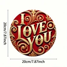1 包“我爱你”装饰标志 - 金属雕刻圆形金属墙艺术，圣诞节/新年装饰标志，圣诞节/新年礼物，适合家庭、酒吧、咖啡厅和俱乐部，有趣的设计，可重复使用的悬挂装饰，随机风格 - 彩色 - 查看 2