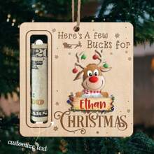 定制圣诞饰品 - 木制饰品、圣诞吊坠、木制钱包、适合圣诞节、麋鹿形状钱包、定制饰品、个性化饰品、适合家庭、派对 - 1 件 - 彩色 - 查看 1