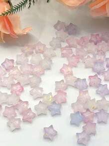 50 piezas de 10 mm Cuentas acrílicas mates en forma de pentágono con baño de oro, para manualidades de joyería - Surtido de cuentas de estrella cristalinas, adecuadas para pulseras, collares, correas de teléfono, llaveros