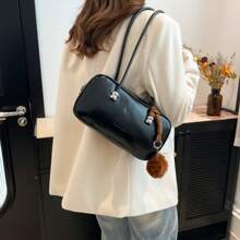 女士休闲枕头单肩包 - 简约休闲流浪汉包，柔软纹理斜挎包，适合日常使用，轻巧时尚手提包，配有可调节肩带