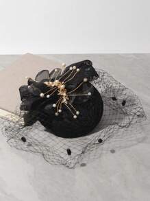 优雅宽边迷人帽子，适合女士，大蝴蝶结，正式场合，肯塔基帽，女士婚礼，新娘鸡尾酒，茶会礼服，平顶软呢帽 - 1038 - 查看 7