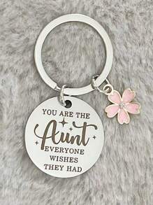 Stainless Steel Unique "Aunt" Keychain Jewelry, Best Aunt Gifts For Birthday, New Year, Christmas, Mother's Day, Casual, Cute, Elegant Car Accessories Bag Charm Backpack For School Goth Y2k