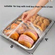 20/50 件透明塑料托盘食品盖：适用于尺寸小于 70 厘米/27.6 英寸的 A+B 尺寸托盘