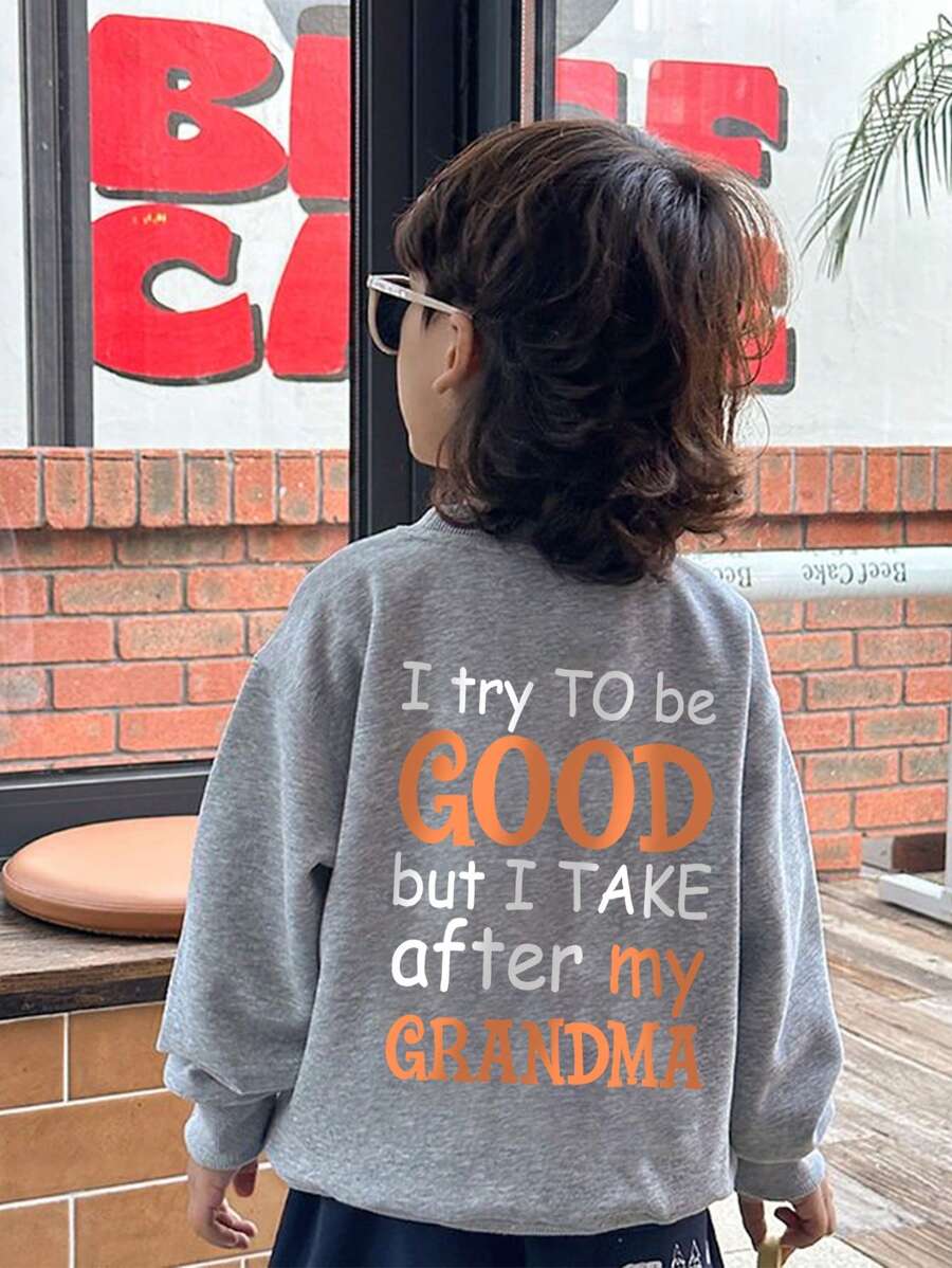 Kleine Jungen Sweatshirt mit Halsdruck für Kinder im Herbst und Winter