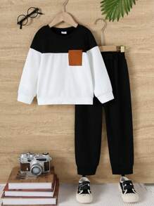 Bộ 2 áo dài tay màu trơn đơn giản cho bé trai, thu/đông - màu đen - Xem 1