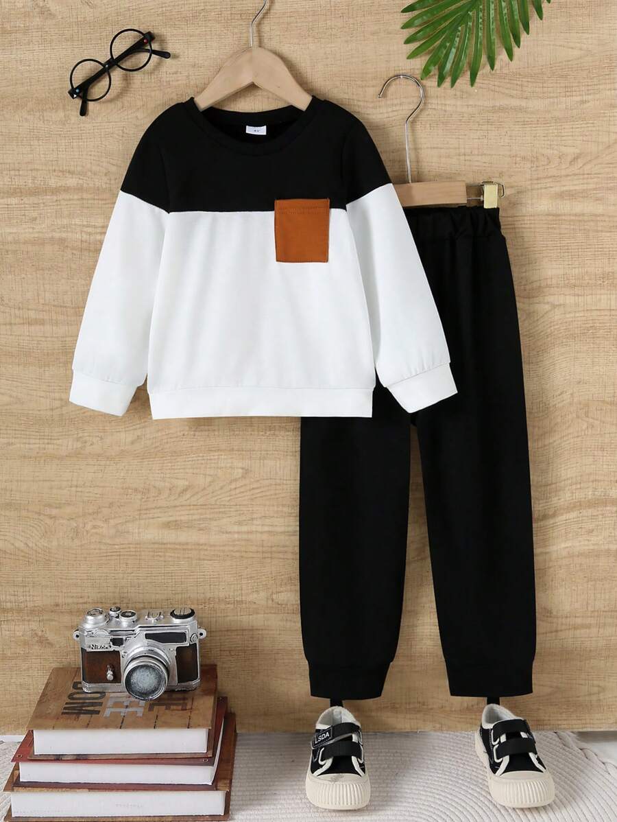 Bộ 2 áo dài tay màu trơn đơn giản cho bé trai, thu/đông - màu đen - Xem 1