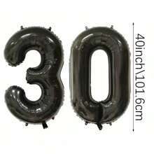 2 个 40 英寸（约 101.6 厘米）大号黑色数字氦气铝箔气球，大数字气球适合生日派对、毕业典礼、周年纪念、派对装饰 - 彩色 - 查看 10