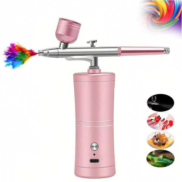 YOULUN 1 set Nécessaire de pistolet à air rechargeable et portable pour nail art avec compresseur, décoration de gâteaux et peinture nail art, ensemble d'outils de stylo aérographe