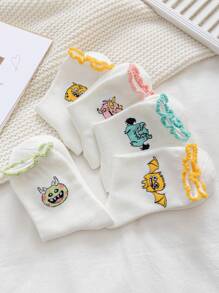 5 双女式白色怪物蕾丝中筒袜，适合日常使用 - 彩色 - 查看 5