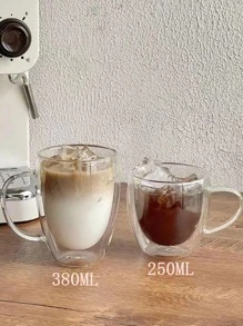 1 件 250 毫升双层玻璃咖啡杯带手柄，拿铁杯隔热防烫，设计精美，适合家庭、餐厅、咖啡店和学校用品聚会返校