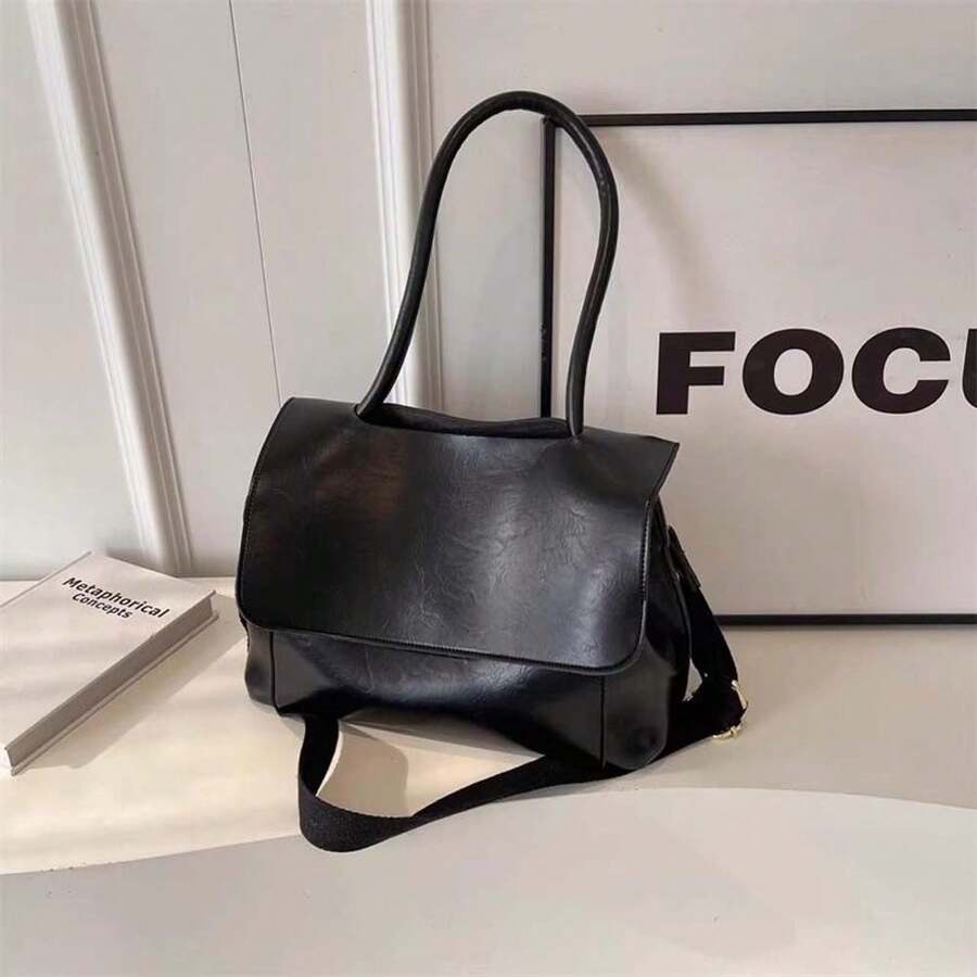 Genuine Leather Satchel For Women Handmade Vintage Top Handle Handbag Retro Cowhide Crossbody Handbags Purse - màu đen - Xem 1