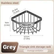 1pc Kitchen Sink Organizer Corner Sponge Holder, Save Space Triangle Soap Holder Stainless Steel Shower Caddy,No Drilling Dish Cloth Hanger Sponge Holder Sink Storage Rack For Space-Saving Storage(90° RIGHT ANGLE CORNER ONLY) - Multicolor - View 11