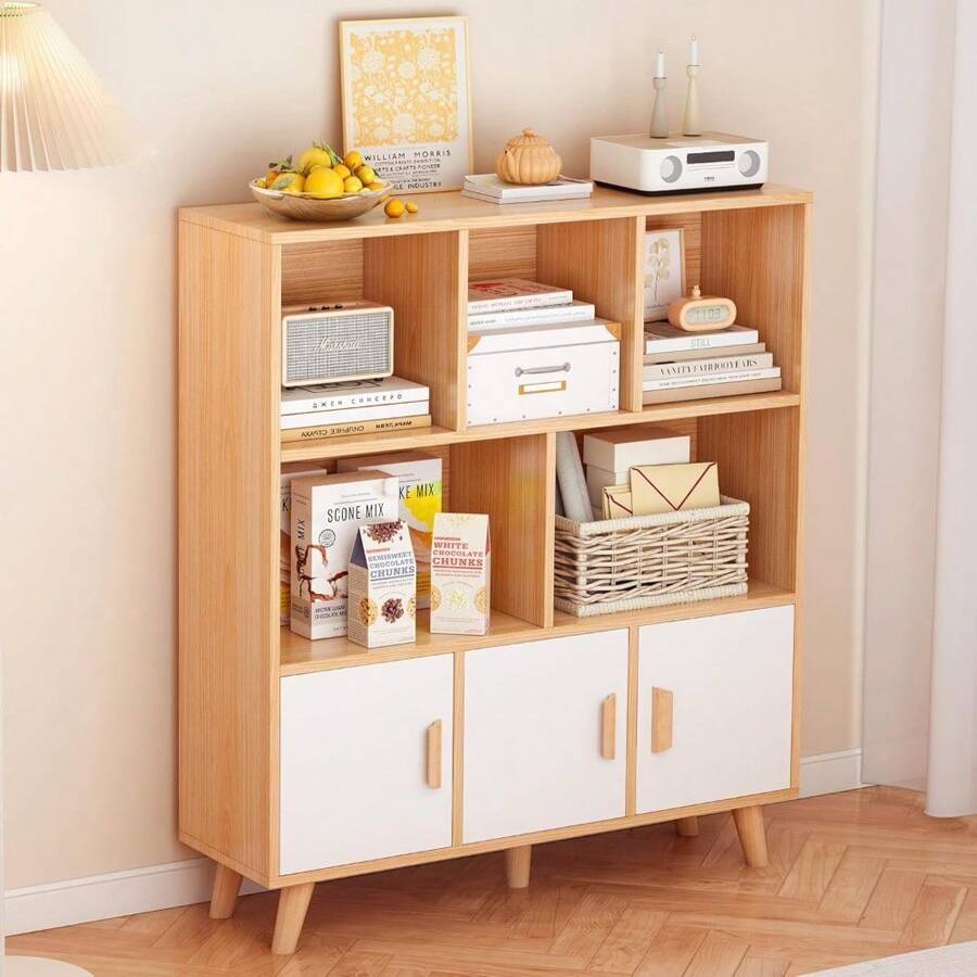 Darby Home Co Bookcase With Drawers And Glass Doors, Tall Book Case With Open Book Shelfs Large Wood Bookcases Farmhouse Bookshelves For Living Room Bedroom Home Office Kitchen 72 W111541581