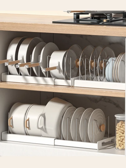 Pot And Pan Organizer 1pc Ultimate Kitchen Organizer -Space-SavingExpandable Shelf With Pot Lid Holder, Utensil Rack, Dish Drainboard